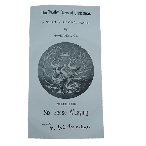 Haviland The 12 Days of Christmas 6 Geese a Laying Plate Original Box 8.25" - Picture 9 of 14